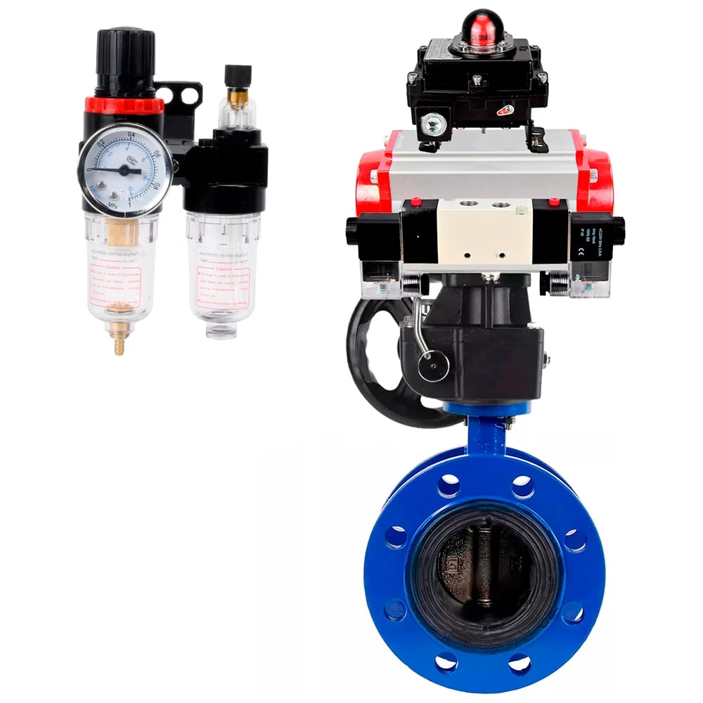 Затвор дисковый DN.ru GGG40-304-EPDM-2W-F-H Ду65 Ру16 пневмопривод DA ...