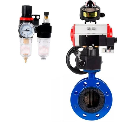 Затвор дисковый DN.ru GGG40-304-EPDM-2W-F-H Ду80 Ру16 пневмопривод DA-105, пневмораспределитель 24VDC, БКВ LSB-510, дублером HDM-3, БПВ D050-56786