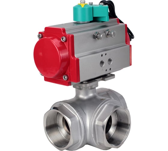 Кран шаровой DN.ru RP.SS316.200-ISO L-тип Ду100 Ру40, пн.привод, магнитный перекл-ль D160-63009