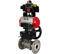 Кран шаровой DN.ru КШФПТ 304.180 Ду100 Ру16 пневмопривод DA-105, пневмораспределитель 24VDC, БКВ LSB-410 (EX), ручной дублёр HDM-3 D160-72567