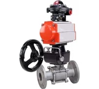 Кран шаровой DN.ru КШФПТ 304.180 Ду100 Ру16 пневмопривод DA-105, БКВ LSB-210, ручной дублёр HDM-3 D160-72498