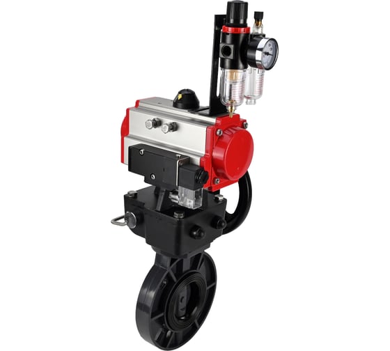 Затвор DN.ru НПВХ-НПВХ-E-2W-Fb-ISO Дн100 Ру10 пневмопривод, пневмораспр., дублёр, БПВ D050-83354