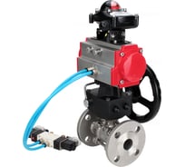 Кран шаровой DN.ru КШФПТ 304.180 Ду100 Ру16 пневмопривод DA-105, пневмораспределитель 220VAC, БКВ LSB-210, ручной дублёр HDM-3 D160-72534