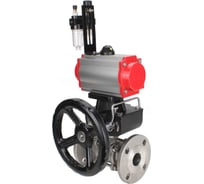 Кран шаровой DN.ru КШФПТ 304.180 Ду100 Ру16 пневмопривод DA-105, пневмораспределитель 220VAC, ручной дублёр HDM-3, БПВ D160-72024