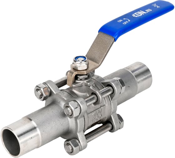 Кран шаровой DN.ru316-316-PTFE-W-H Ду125 Ру16 полнопроходной, 3-составной, под приварку, с рукояткой D160-53658