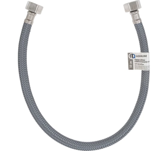 Подводка для воды в оплётке из полиамидных нитей AQUALINE вн-вн 1/2 - 30 см 05001