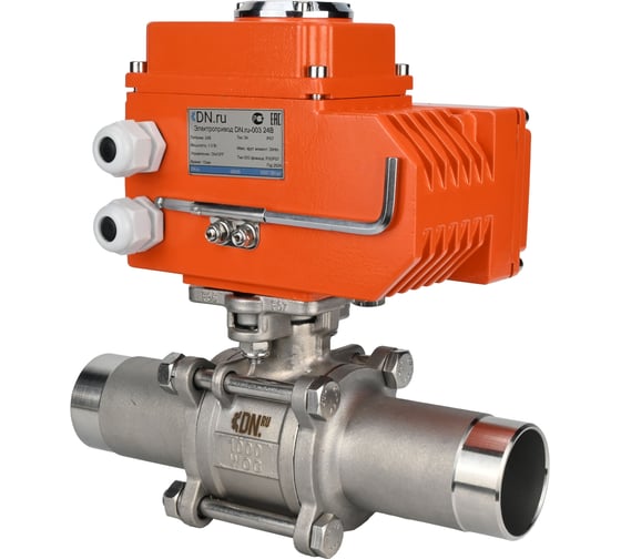 Кран шаровой DN.ru 304-304-PTFE-W-ISO-H Ду65 Ру25 с 1/4-оборотным электроприводом QT2-N-020 380В D160-54833 1