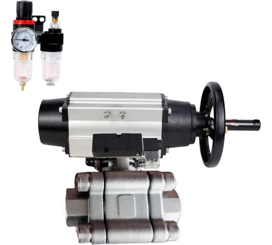 Кран шаровой DN.ru 316-316-PTFE-FP-SW-ISO-H Ду100 Ру63 под приварку, пневмопривод DA-105-1, пневмораспр. 24VDC, БПВ D160-75941