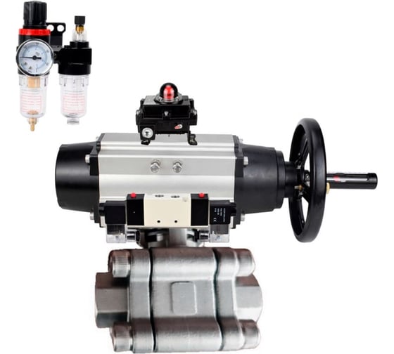 Кран шаровой DN.ru 316-316-PTFE-FP-SW-ISO-H Ду100 Ру63 под приварку, пневмопривод DA-105-1, пневмораспр. (2EM) 220VAC, БКВ LSB-410 Ex, БПВ D160-75960