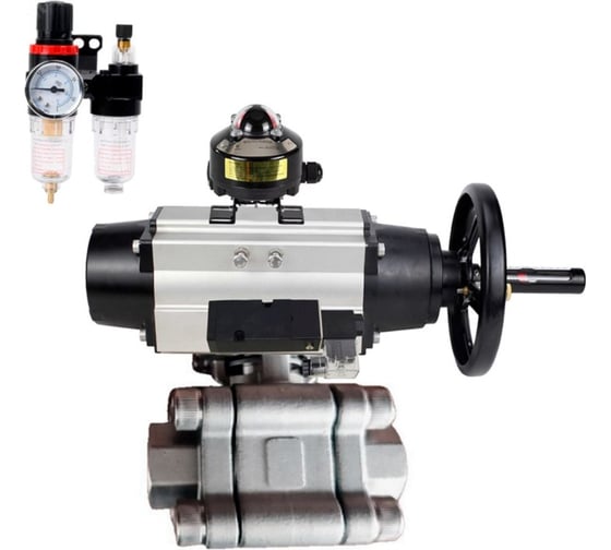 Кран шаровой DN.ru 316-316-PTFE-FP-SW-ISO-H Ду100 Ру63 под приварку, пневмопривод DA-105-1, пневмораспр. 24VDC, БКВ LSB-510 Ex, БПВ D160-75946