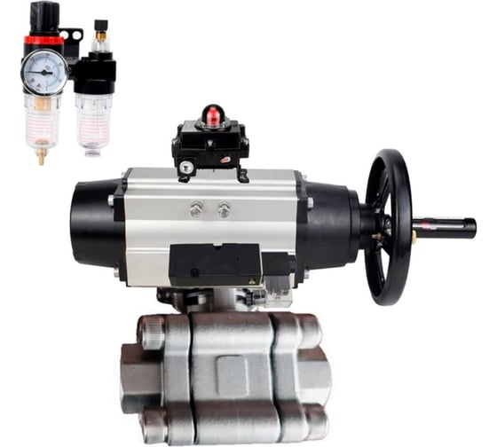 Кран шаровой DN.ru 316-316-PTFE-FP-SW-ISO-H Ду100 Ру63 под приварку, пневмопривод DA-105-1, пневмораспр. 24VDC, БКВ LSB-410 Ex, БПВ D160-75944