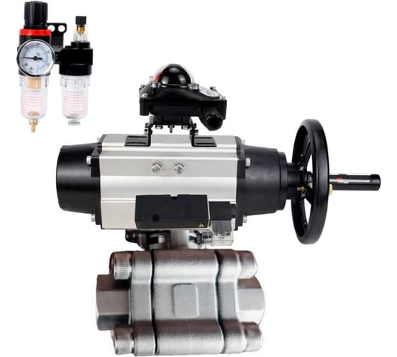 Кран шаровой DN.ru 316-316-PTFE-FP-SW-ISO-H Ду100 Ру63 под приварку, пневмопривод DA-105-1, пневмораспр. 24VDC, БКВ LSB-210, БПВ D160-75942