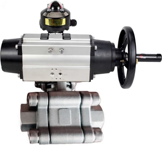 Кран шаровой DN.ru 316-316-PTFE-FP-SW-ISO-H Ду100 Ру63 под приварку, пневмопривод DA-105-1, БКВ LSB-410 Ex D160-75966