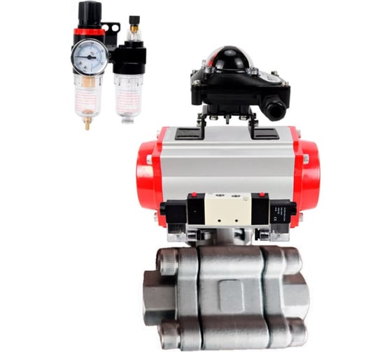 Кран шаровой DN.ru 316-316-PTFE-FP-SW-ISO-H Ду100 Ру63 под приварку, пневмопривод SA-160, пневмораспр. (2EM) 220VAC, БКВ LSB-210, БПВ D160-76513 1