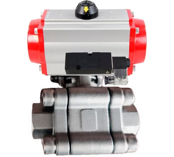 Кран шаровой DN.ru 316-316-PTFE-FP-SW-ISO-H Ду100 Ру63 под приварку, пневмопривод SA-160, пневмораспр. 220VAC D160-76417