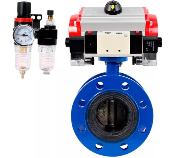 Затвор дисковый DN.ru GGG40-304-EPDM-2W-F-H Ду65 Ру16 пневмопривод DA-105, пневмораспределитель (2EM) 220VAC, БКВ LSB-210, БПВ D050-56577