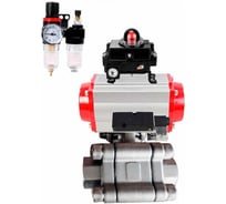 Кран шаровой 316-316-PTFE-FP-SW-ISO-H Ду40 Ру63 под приварку, пневмопривод DA-065, пневмораспр. 24VDC, БКВ LSB-410 Ex, БПВ DN.ru D160-76092