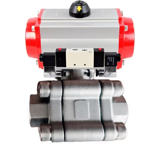 Кран шаровой 316-316-PTFE-FP-SW-ISO-H Ду40 Ру63 под приварку, пневмопривод SA-105, пневмораспр. (2EM) 220VAC DN.ru D160-76544