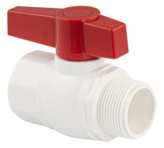 Кран шаровый Санакс 1 1/4" г/ш, ручка-рычаг, серия МАКплюс, из АБС пластика, в пакете, цвет БЕЛЫЙ. M471-114 1