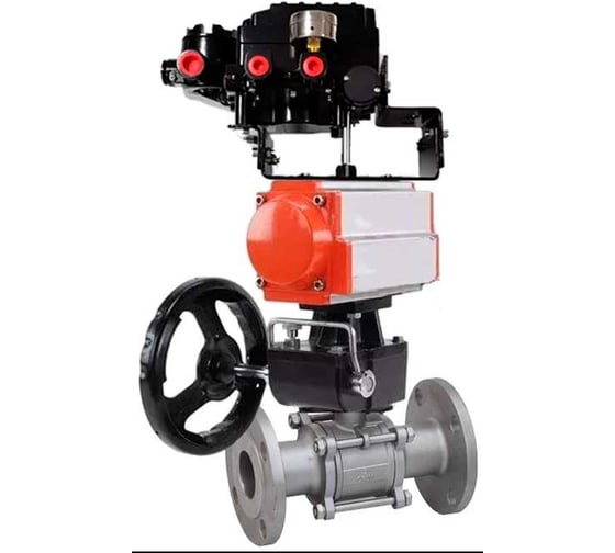 Кран шаровой DN.ru КШФПТ 316.180 Ду100 Ру16 пневмопривод DA-105, ручной дублёр HDM-3, электропневматический позиционер EPRP1-NU-Fb-08 с обратной связью D160-71945