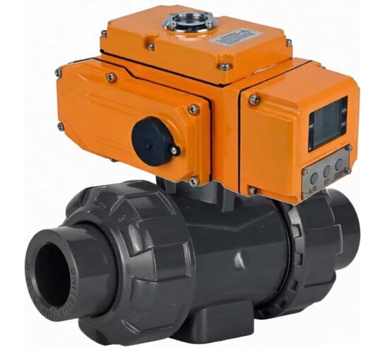 Кран шаровой DN.ru НПВХ-НПВХ-E-FP-GRM-ISO Дн80 Ру10, клеевой, эл.привод QT-005-220-0-10В HARK D160-75696