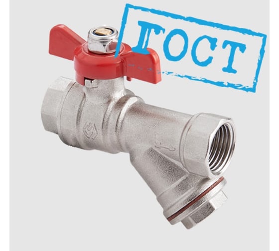 Кран шаровой MVI ГОСТ с фильтром, 1/2 вн.-вн., рукоятка «бабочка» BV.832.04