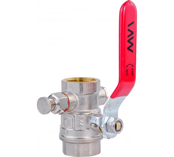 Кран шаровой MVI ГОСТ с дренажем и воздухоотводчиком, 3/4 вн.-вн., рычажная рукоятка BV.830.05