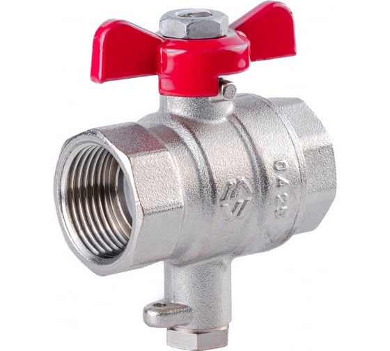 Кран шаровой MVI ГОСТ для подключения термодатчика, 3/4 x 9 мм вн.-вн., рукоятка «бабочка» BV.849.05