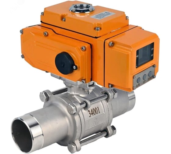 Кран шаровой DN.ru 304-304-PTFE-W-ISO-H LONG Ду15 Ру63 под приварку, эл.привод QT-005-24-4-20мА HARK D160-75590