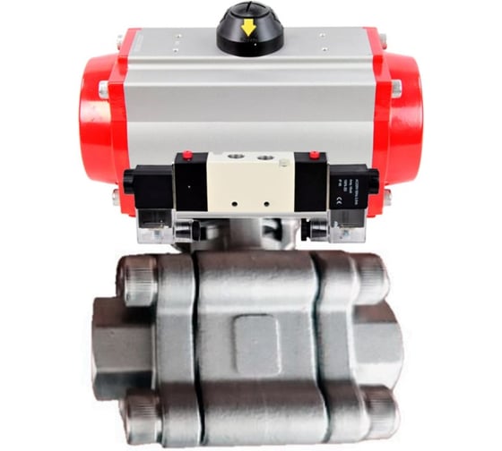 Кран шаровой DN.ru 316-316-PTFE-FP-SW-ISO-H Ду40 Ру63 под приварку, пневмопривод SA-105, пневмораспр. (2EM) 220VAC D160-76502