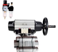 Кран шаровой DN.ru 316-316-PTFE-FP-SW-ISO-H Ду100 Ру63 под приварку, пневмопривод DA-105-1, пневмораспр. (2EM) 220VAC, БПВ D160-75949