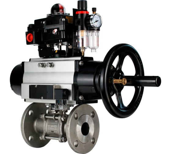 Кран шаровой DN.ru 316-316-FP-F-ISO-H Ду100 Ру25, пневмопривод, пневмораспред., БКВ, БПВ D160-65932