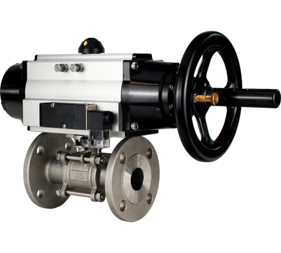 Кран шаровой DN.ru 316-316-FP-F-ISO-H Ду100 Ру25, пневмопривод, пневмораспределитель D160-65941
