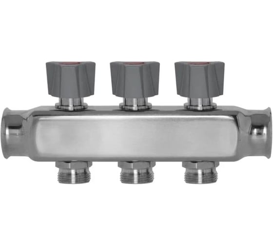 Коллекторный блок BYR PEX из нержавеющей стали с кран-буксами вентильного типа 1-Т3-3/4 ЕК L=50 2725-03