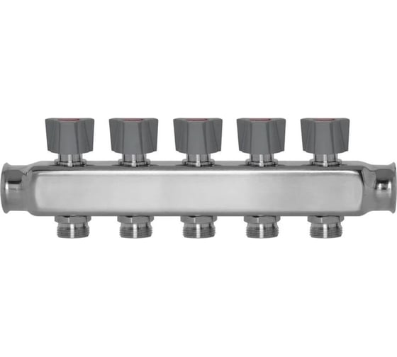 Коллекторный блок BYR PEX из нержавеющей стали с кран-буксами вентильного типа 1-Т5-3/4 ЕК L=50 2725-05