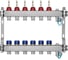 Коллекторная группа BYR PEX из нержавеющей стали, 1-Т6-3/4ЕК L=50 с расходомерами, термостатическими клапанами 2425-06 1