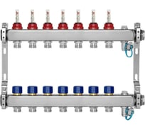 Коллекторная группа BYR PEX из нержавеющей стали, 1-Т7-3/4ЕК L=50 с расходомерами, термостатическими клапанами 2425-07