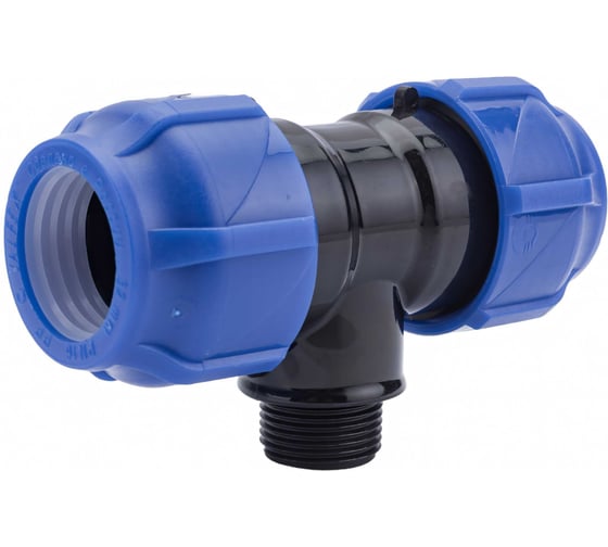 Компрессионный переходной тройник VALFEX ПНД, с наружной резьбой, 32-3/4"-32 1210023203432