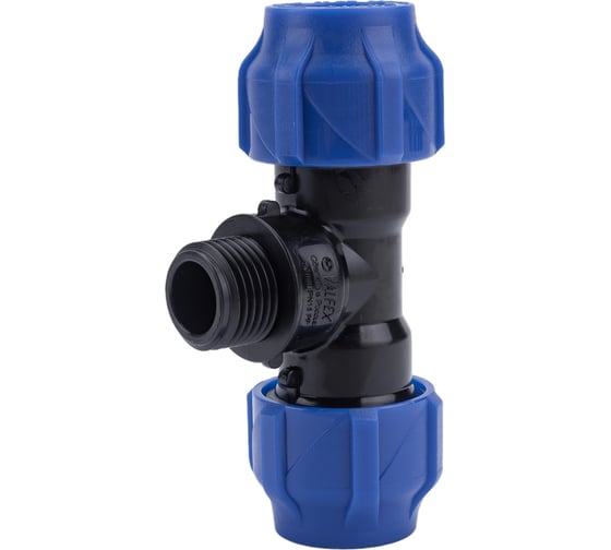 Компрессионный переходной тройник VALFEX ПНД, с наружной резьбой, 20-1/2"-20 1210022001220