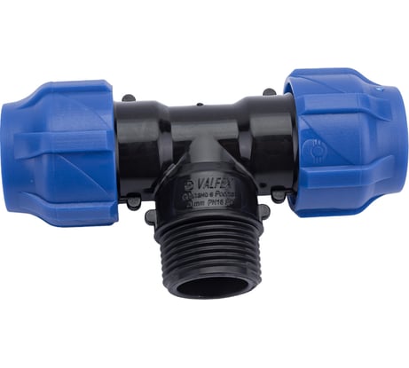 Компрессионный переходной тройник VALFEX ПНД, с наружной резьбой, 20-3/4"-20 1210022003420