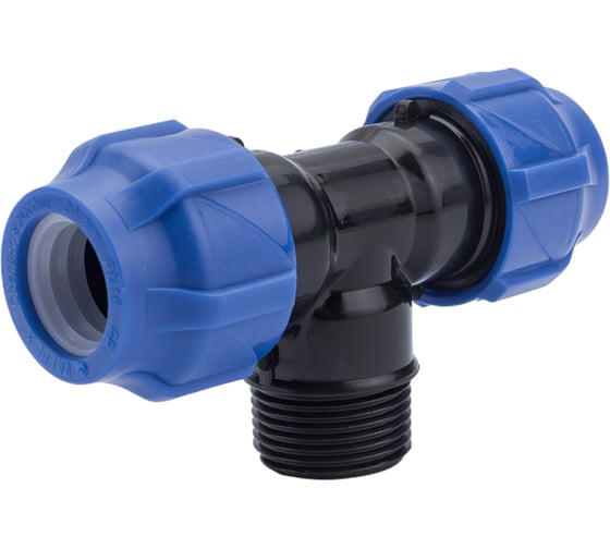 Компрессионный переходной тройник VALFEX ПНД, с наружной резьбой, 20-3/4"-20 1210022003420