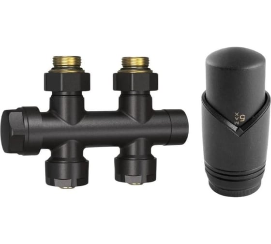 Комплект термостатический интегрированный VIVALDO прямой 1/2 антрацит SITRV-AT