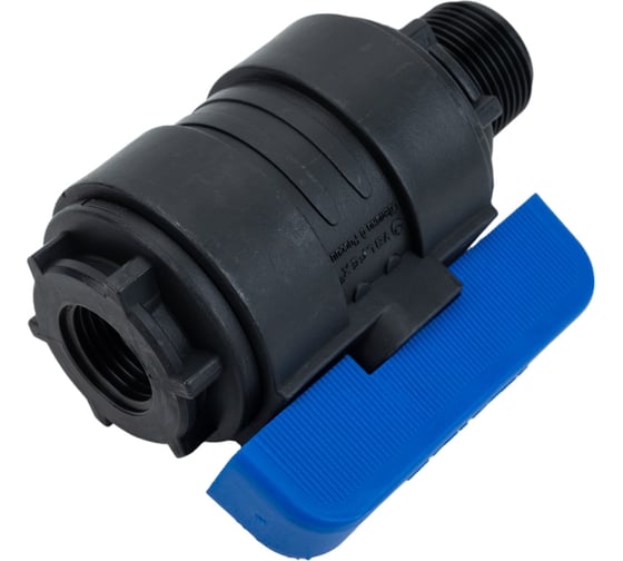 Компрессионный шаровой кран VALFEX ПНД НР/ВН резьба разборный 3/4"- 1/2"Ду16 1210016034012