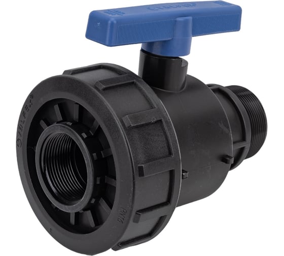 Компрессионный шаровой кран VALFEX ПНД НР/ВН резьба разборный 2"-1 1/2"Ду46 1210012200112