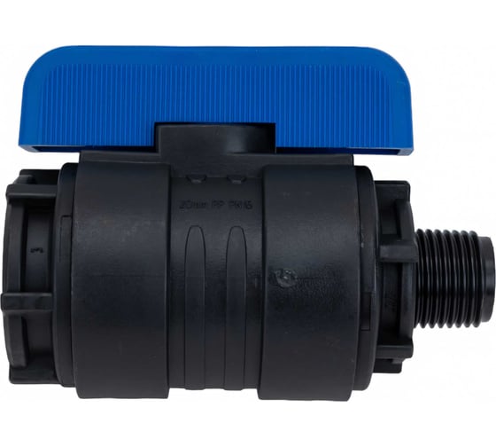 Компрессионный шаровой кран VALFEX ПНД НР/ВН резьба разборный 1/2"-3/4"Ду16 1210016012034