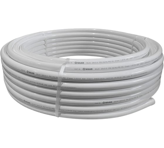 Труба металлопластиковая WAAG Multi DN16 x 2,0 PN10 (бухта 200м) PE-Xb / Al / PE-Xb, белая WG.1620200
