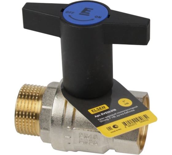 Кран шаровой ELSEN Strong 1, НВ, ручка из полимера EVS25.01T