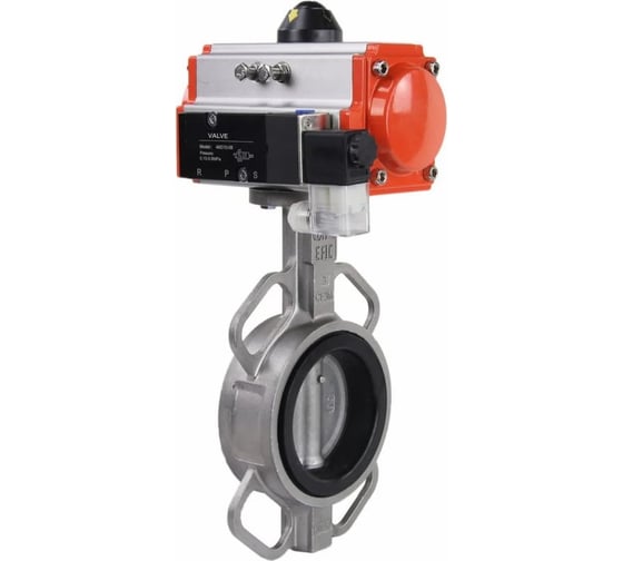 Затвор дисковый DN.ru 316L-316L-VITON Ду150 Ру16, с пневмоприводом DA-105, пневмораспределитель PND2-S1EM-52-1NC-J08-24VDC, БКВ LSB-210-02NM12-220/24, БПВ APU1-10-40-V08 D050-93498