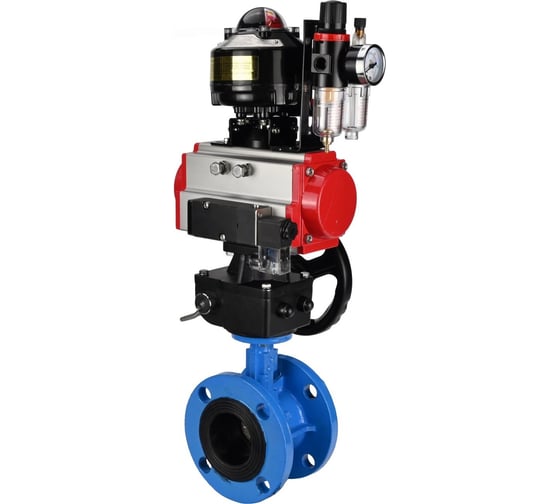 Затвор дисковый DN.ru GGG40-GGG40-EPDM-2W-H Ду150 Ру16 фланц EPDM, пневмопривод DA-130, пневмораспределитель PND2-S1EM-52-1NC-J08-24VDC, БКВ LSB-210-02NM12-220/24, БПВ APU1-10-40-V08 D050-90467