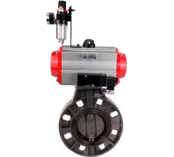 Затвор дисковый DN.ru НПВХ-НПВХ-E-2W-Fb-ISO Дн150 Ру10 межфланц., пн.привод DA-083, пн.распред PND1-S2EM-52-2-T10-220VAC, руч.дубл. HDM-2 D050-91305